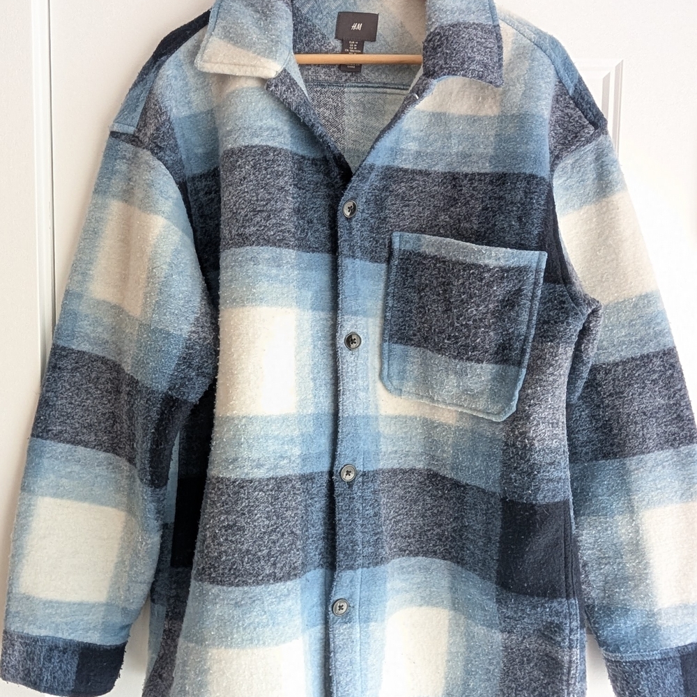 H&M Light and Dark Blue Plaid Shacket